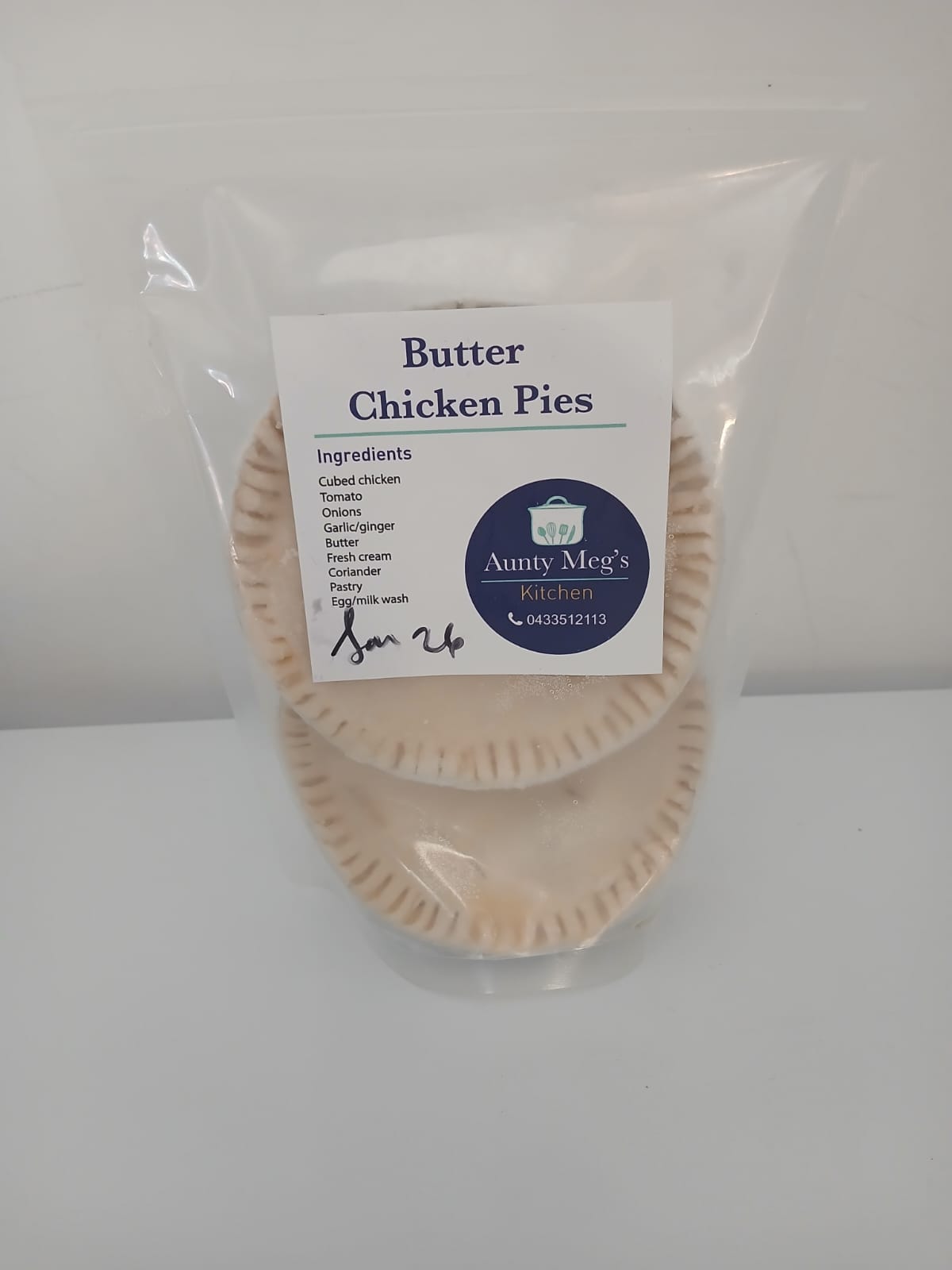 Aunty Meg's Pies - Butter Chicken (2 pack) ***Only available via click & collect/local delivery within 10km's***